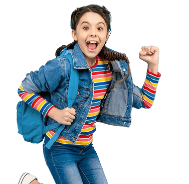 Girl with school backpack